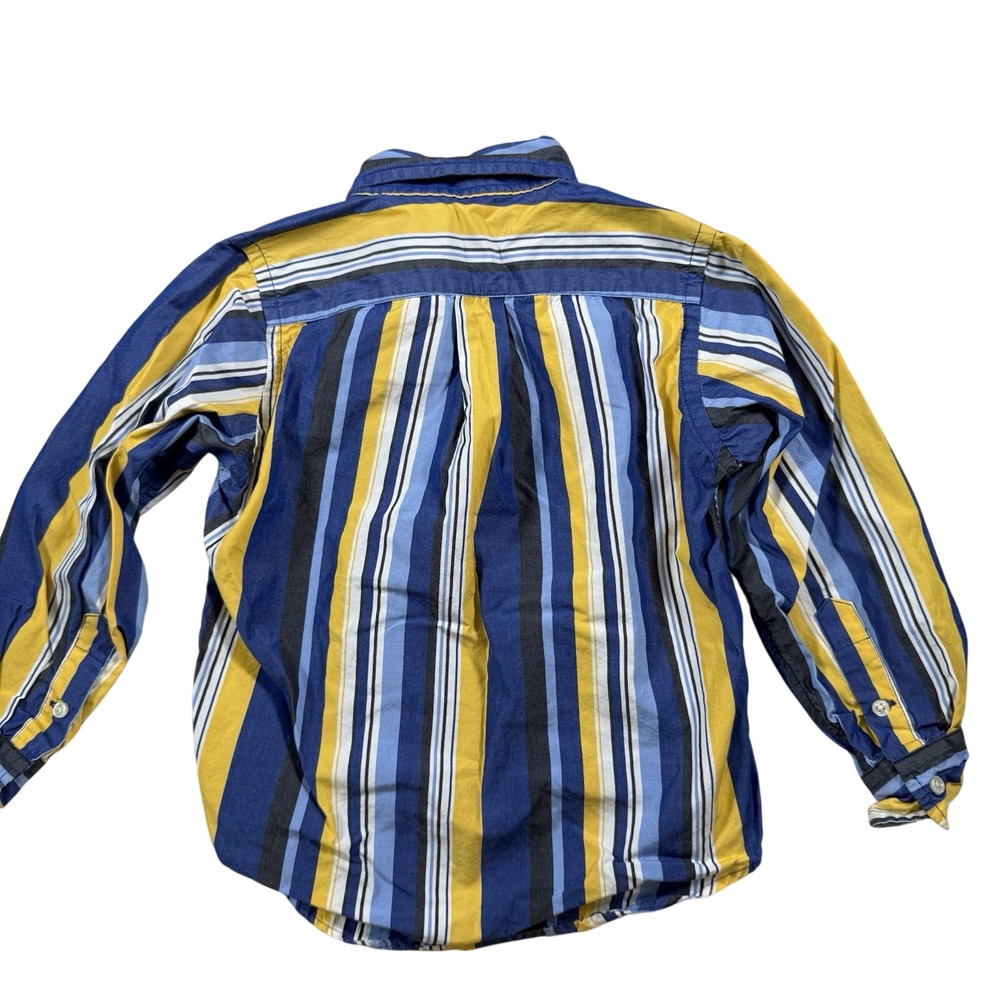 Ralph Lauren Boys Striped Button Down Shirt Blue Yellow‎ Size 4 - Picture 2 of 8